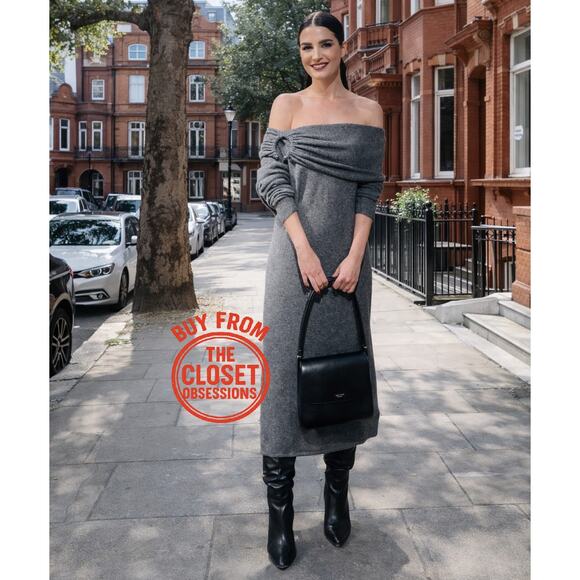 ZARA Off-the-Shoulder Knit Midi Dress NWT Gray Size S and M - Picture 11 of 16